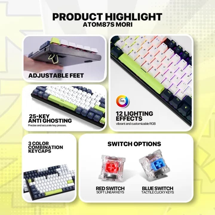 Fantech ATOM 87S MORI EDITION Wired Mechanical Keyboard Hotswapable Keycaps — image 4