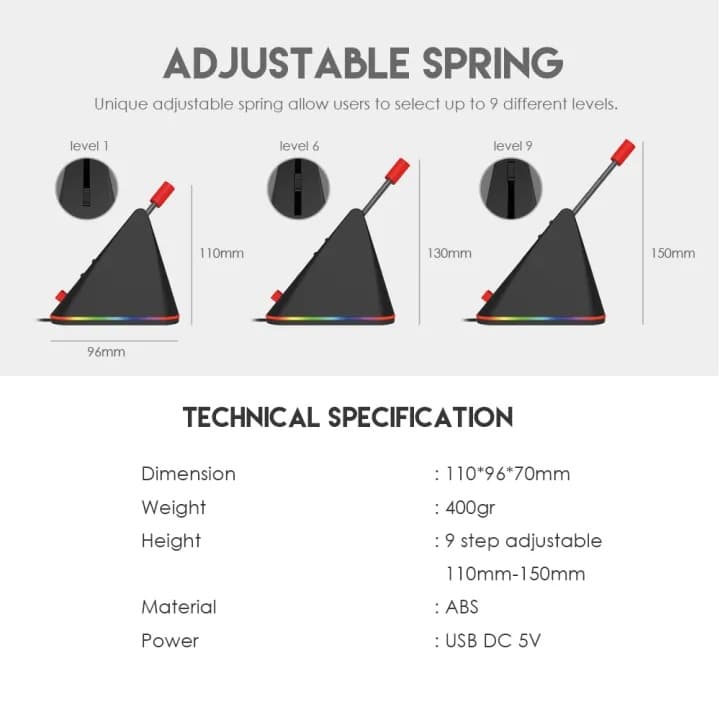 Fantech MBR01 Prisma+ RGB Mouse Bungee Mouse Cable Management — image 3