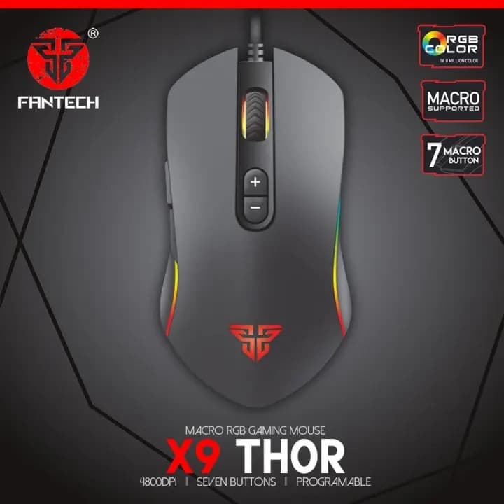 Fantech X9 Thor 4800 DPI Programmable RGB Gaming Mouse — image 1