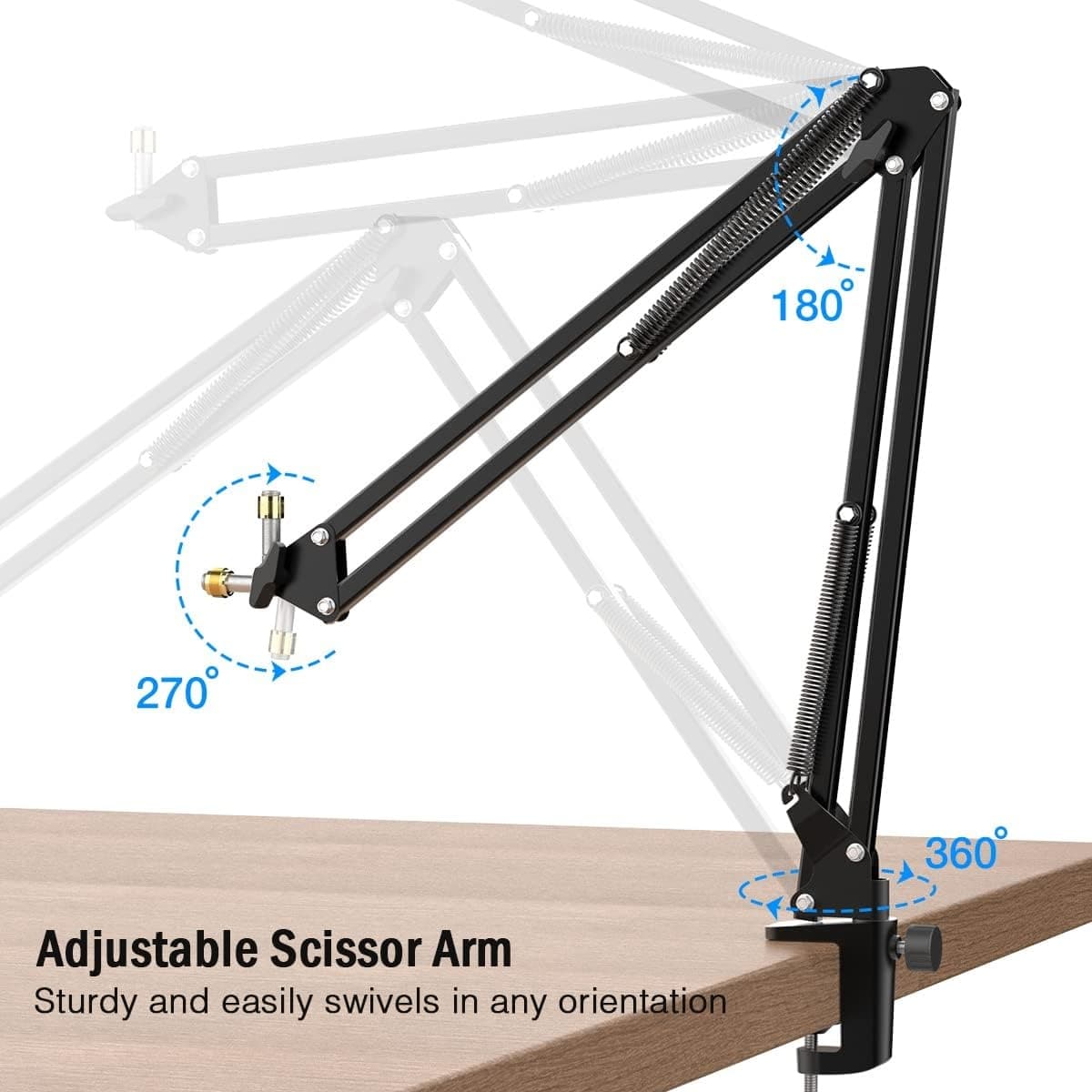 FIFINE CS1 Suspension Boom Scissor Mic Stand With Heavy Duty Clamp, 3/8″ To 5/8″ Adapter — image 4
