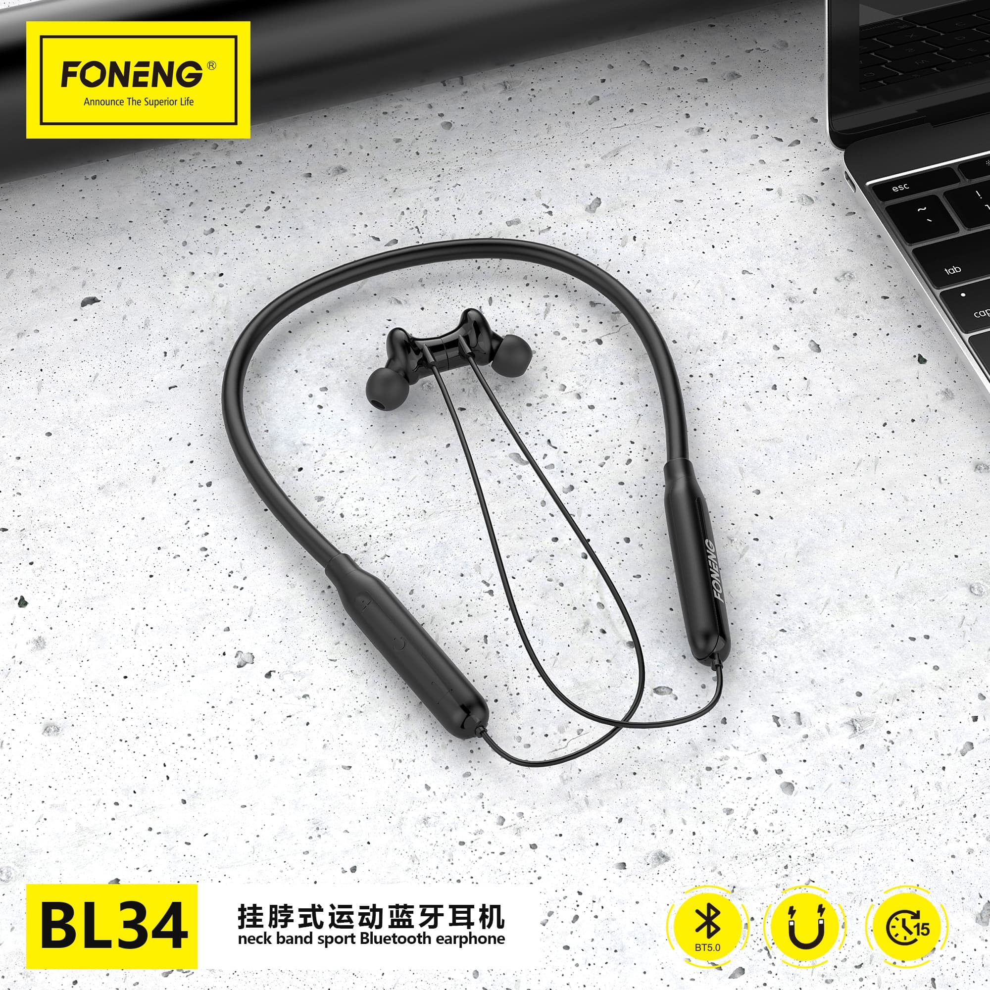 Foneng BL34 Neckband Bluetooth Earphone — image 3