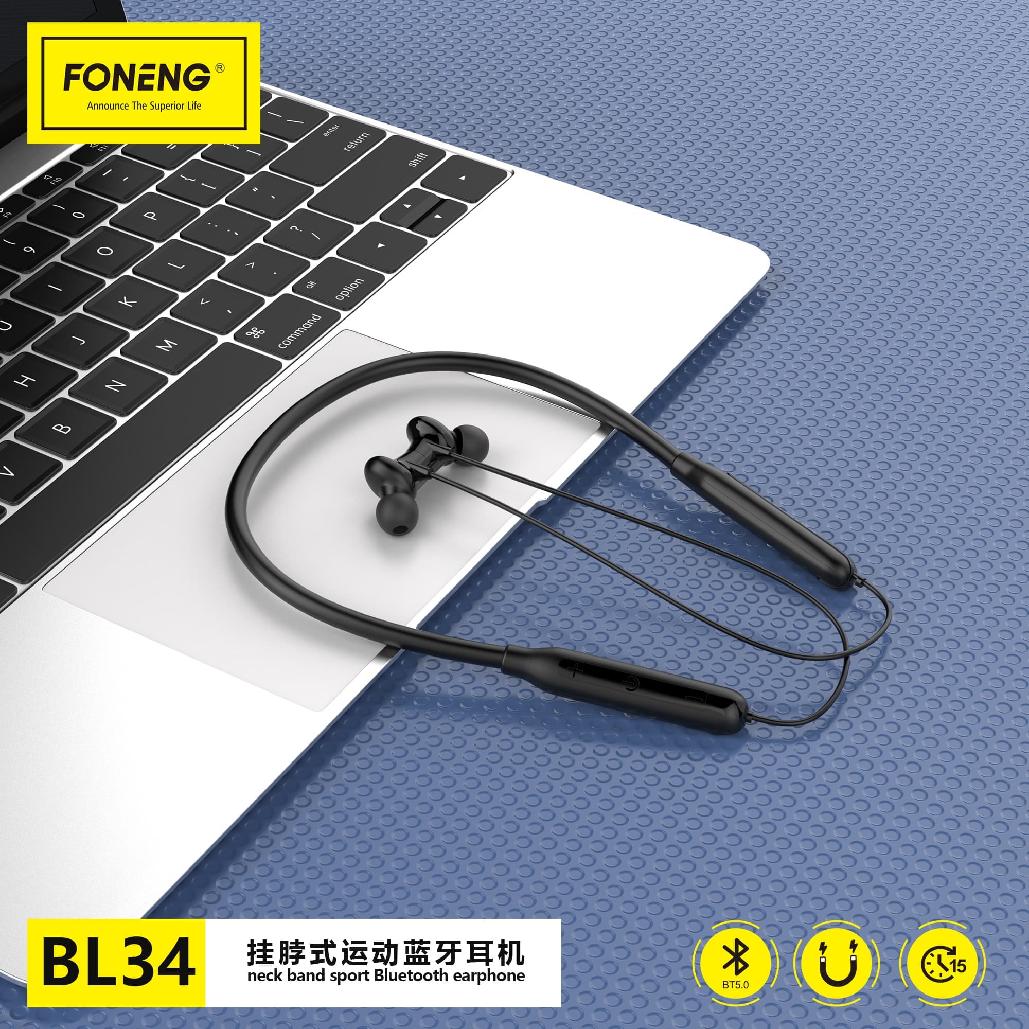 Foneng BL34 Neckband Bluetooth Earphone — image 2