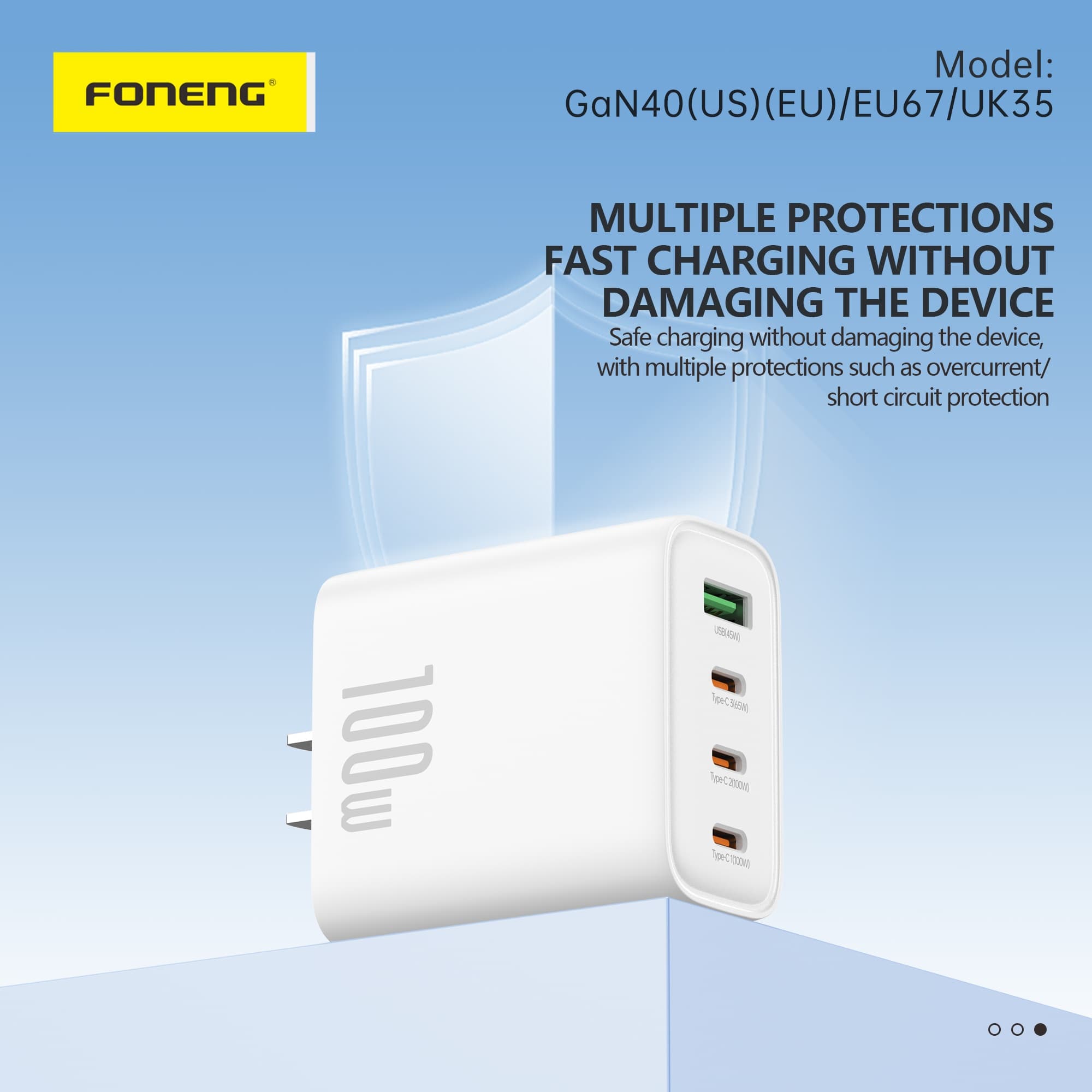 Foneng GaN40 100 Watt A+C+C+C 4-Port GaN Charger — image 3