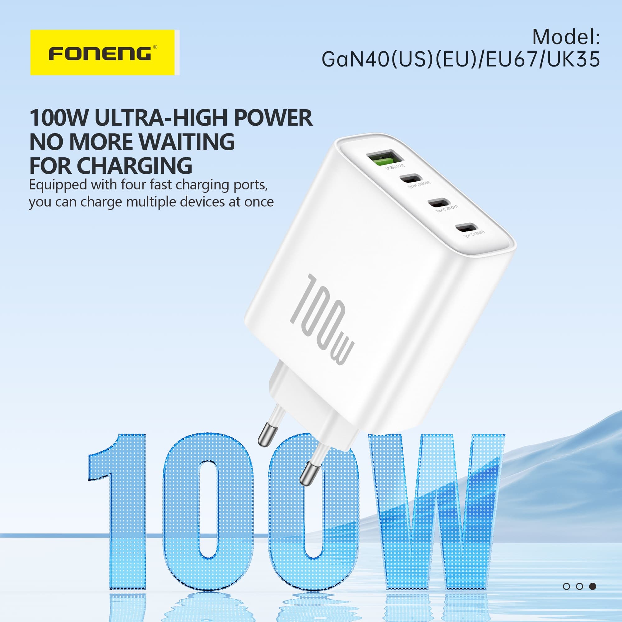 Foneng GaN40 100 Watt A+C+C+C 4-Port GaN Charger — image 2
