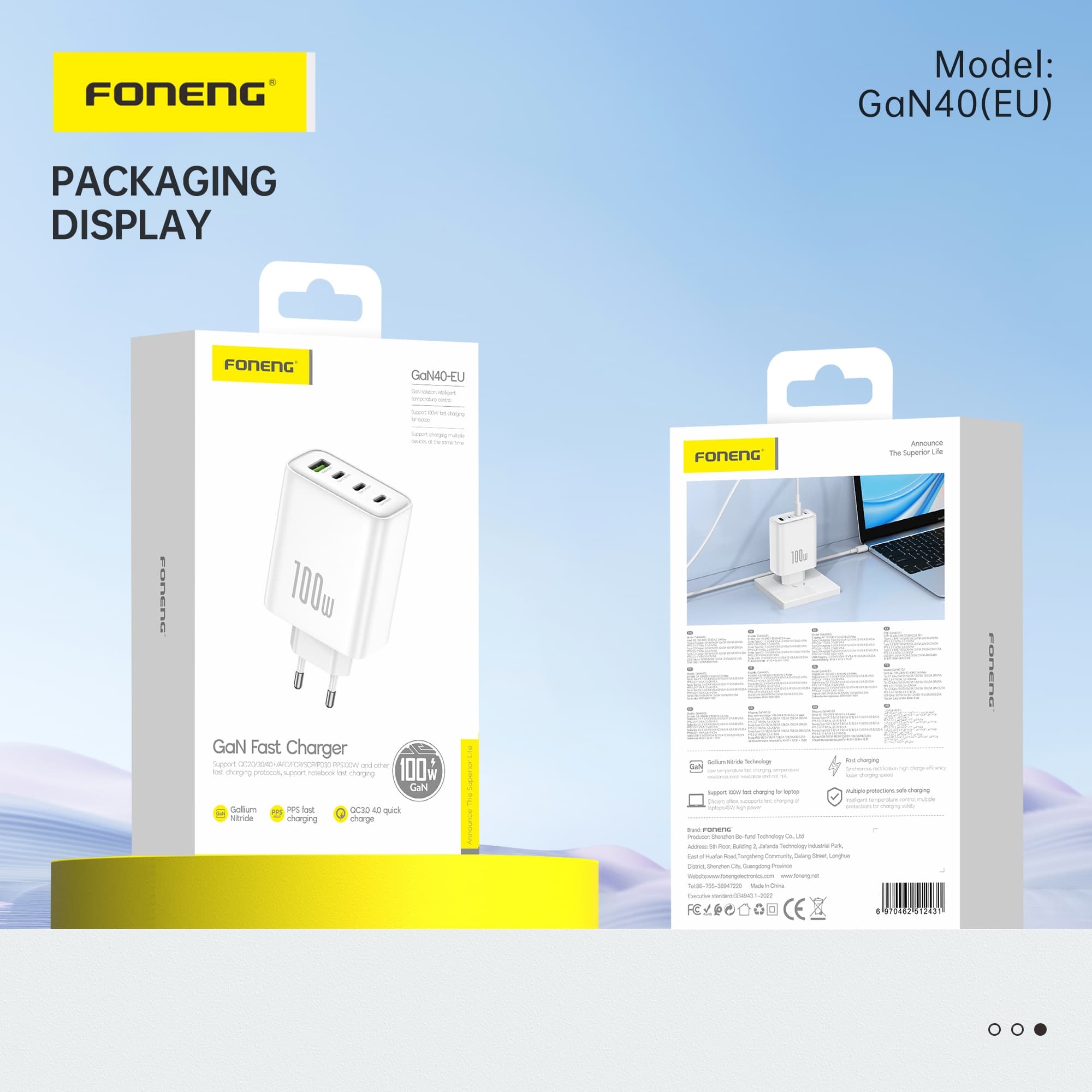 Foneng GaN40 100 Watt A+C+C+C 4-Port GaN Charger — image 5