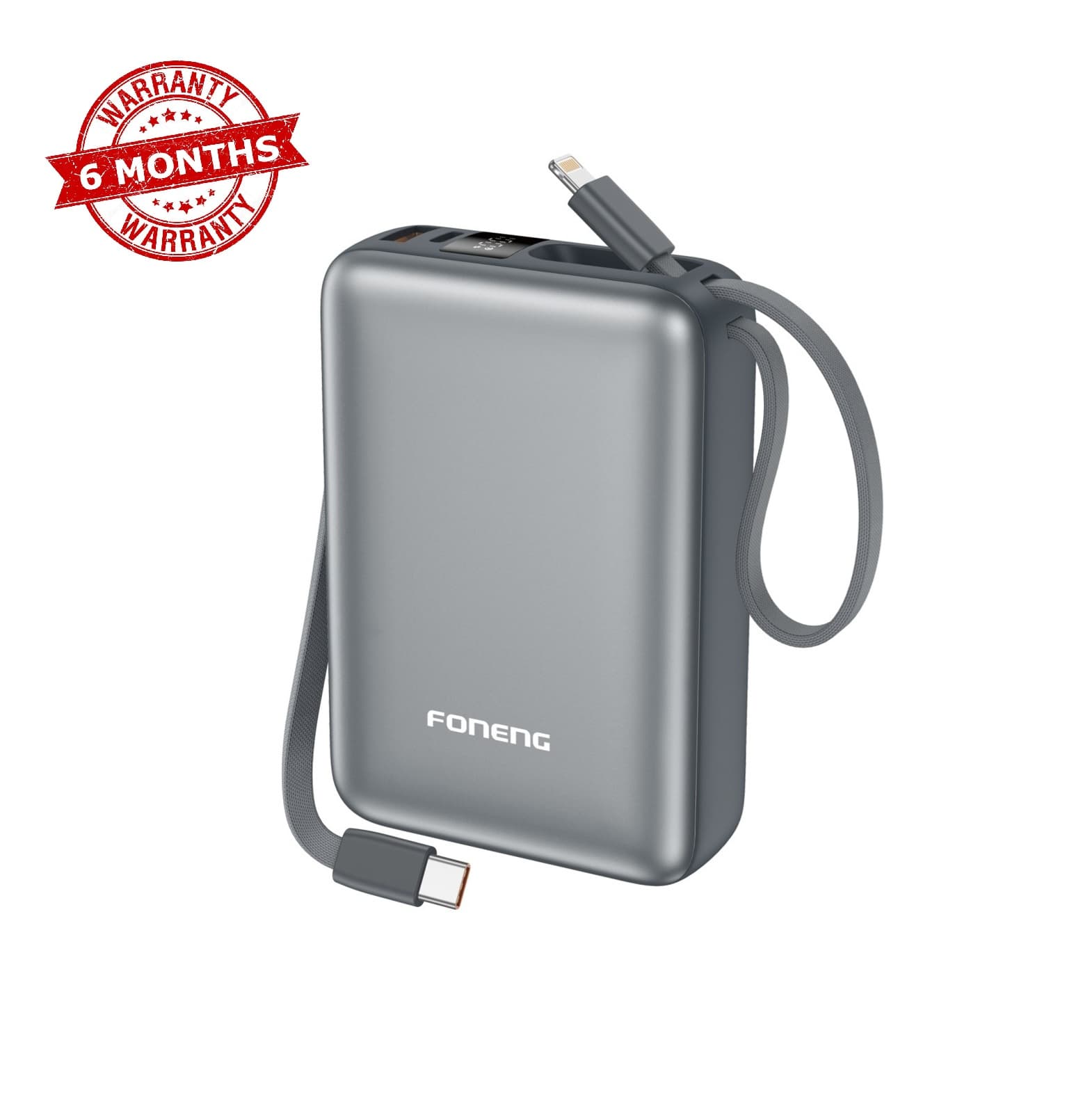 Foneng PX116 20000mAh Mini Power Bank with Dual Built-In Cables & 22.5W Fast Charging — image 1