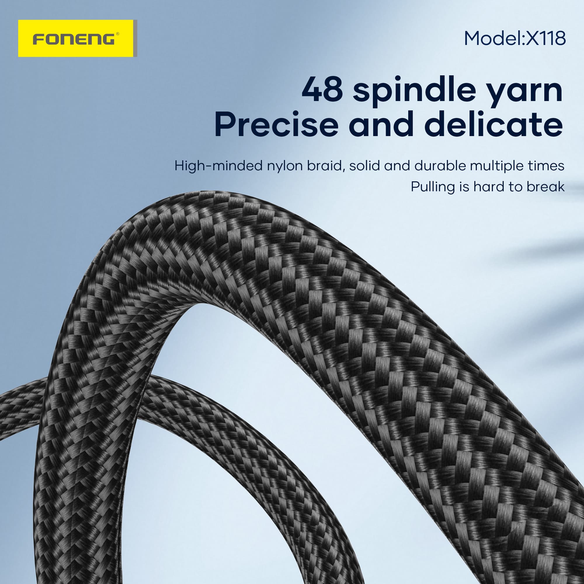FONENG X118 1.2M PD 27W Flowing Light Zinc Alloy Head Braided Fast Charging Cable — image 5