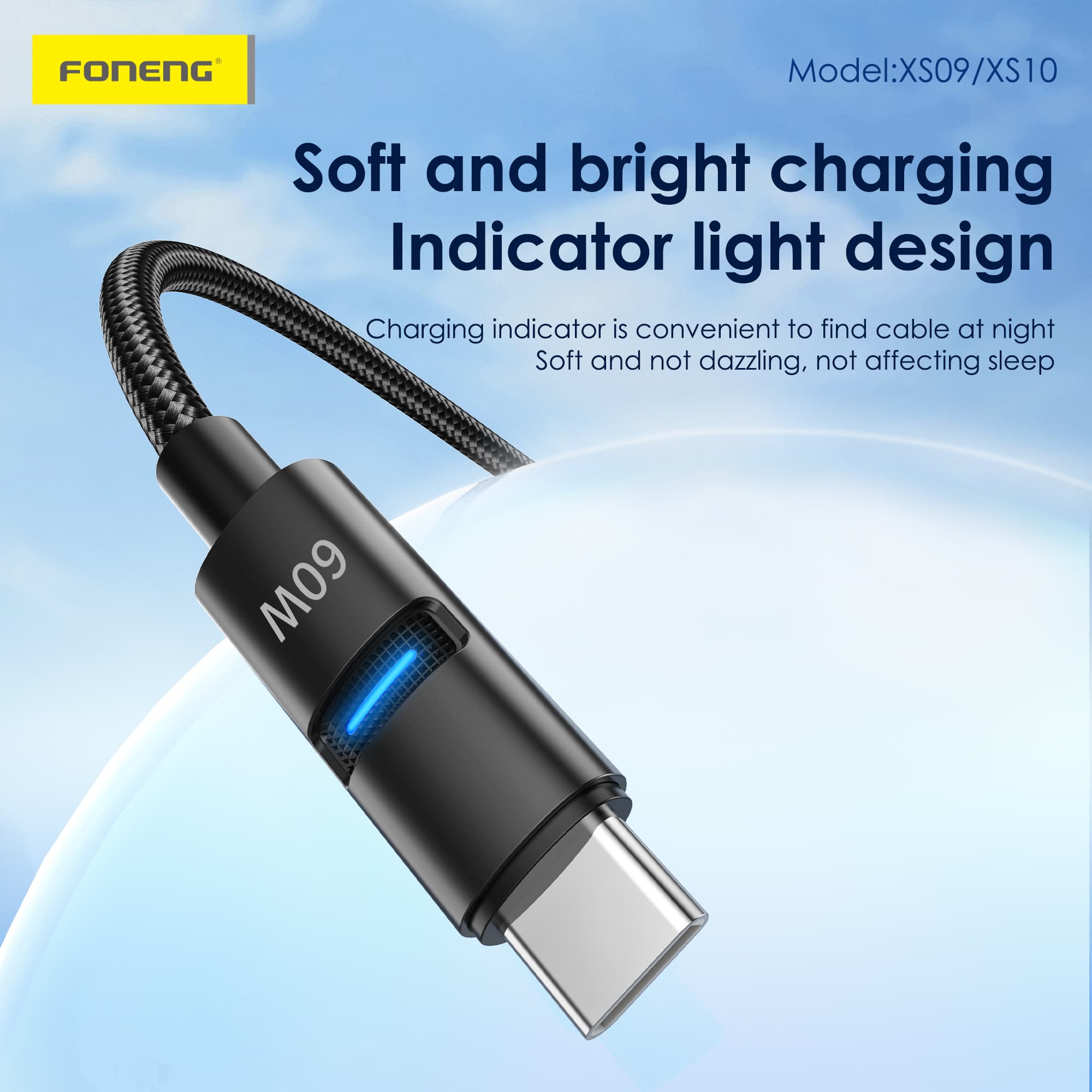 Foneng XS10 1.2M 2 In 1 Metal Head Braided Cable 60W Fast Charging — image 4