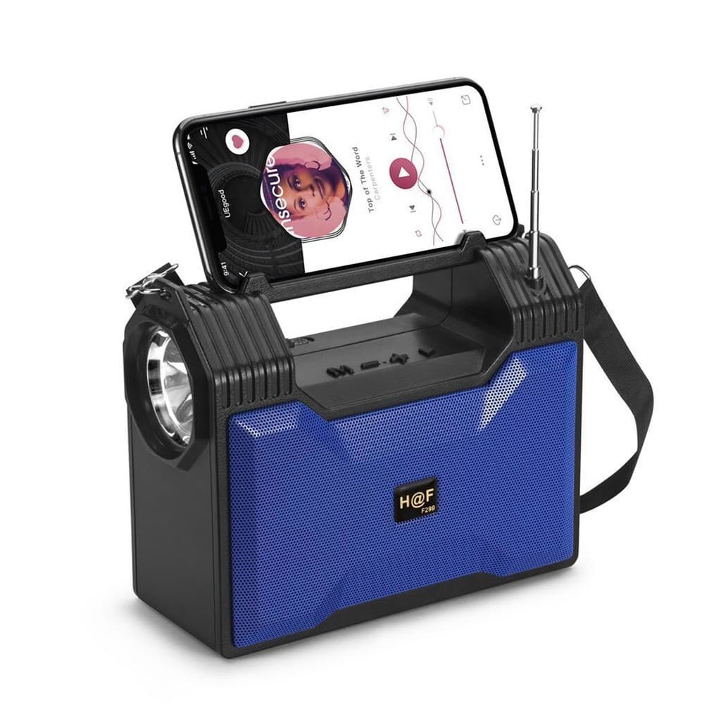 H@F HF-F299 Wireless Bluetooth Speaker Solar Rechargeable Torch Light FM Radio TF Slot — image 1