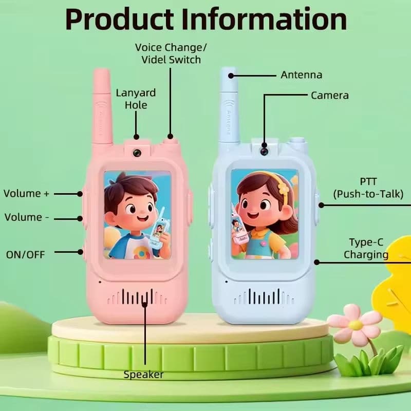 HD Video Walkie Talkie For Kids 2-Pack Rechargeable Two-Way Intercom with Camera — image 5