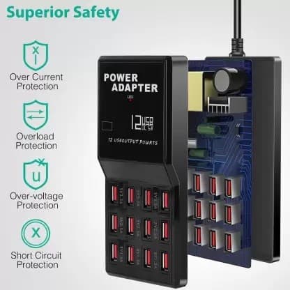 High Speed 12 Port USB Electric Fast Charging Ports Power Adapter — image 1