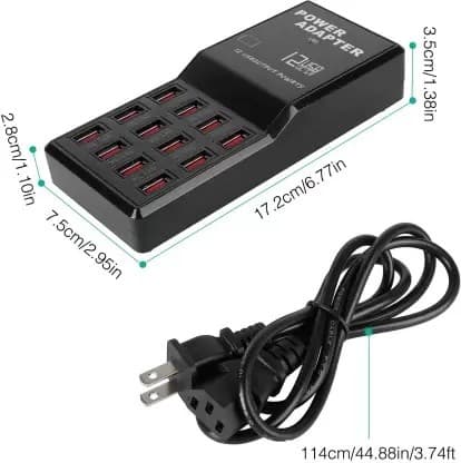 High Speed 12 Port USB Electric Fast Charging Ports Power Adapter — image 2