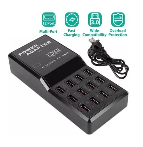 High Speed 12 Port USB Electric Fast Charging Ports Power Adapter — image 3