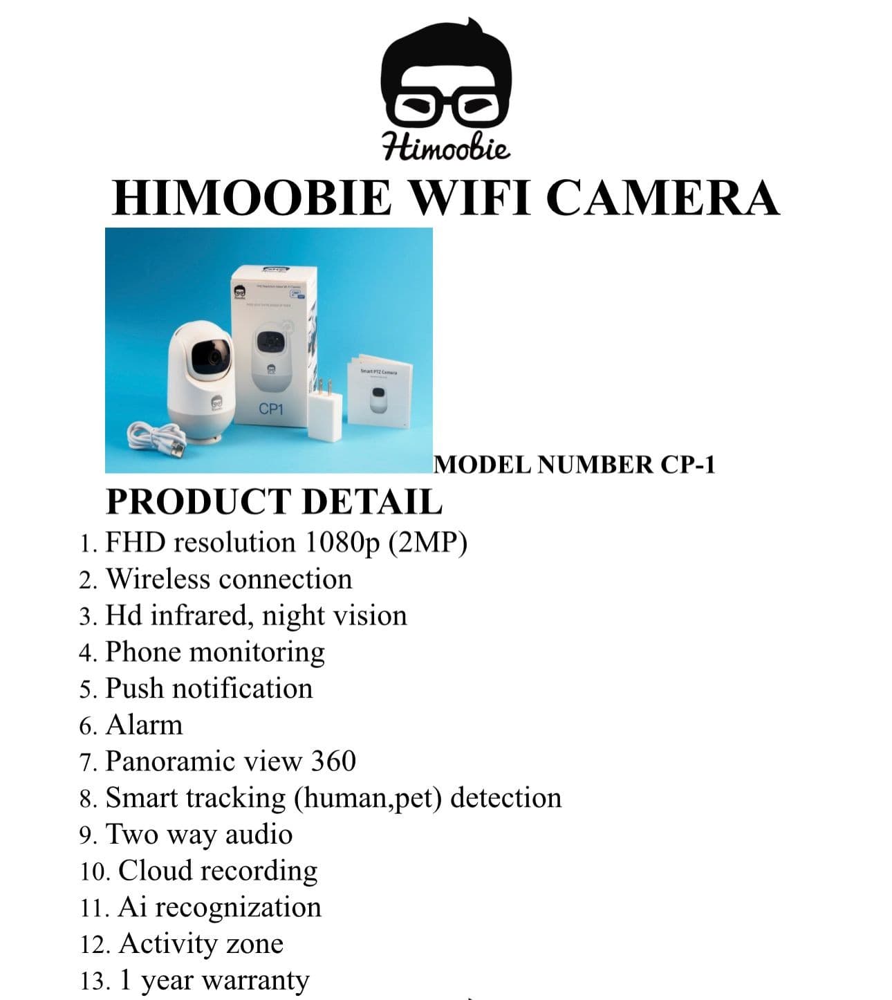 Himoobie CP1 Wireless IP Wifi Surveillance Home Security Camera 2MP — image 4