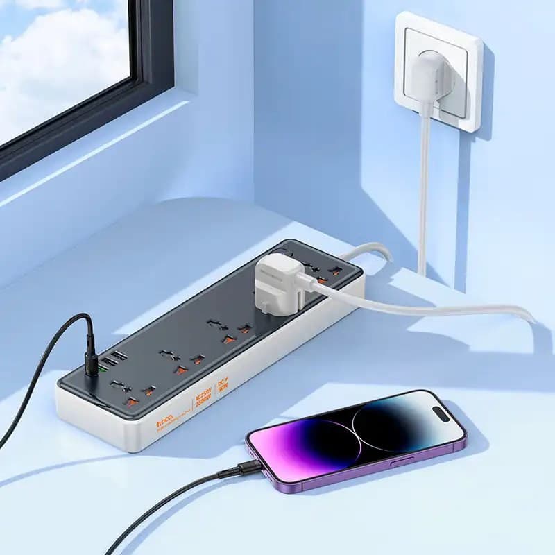 Hoco AC14A PD30W + QC3.0 + 5 Sockets Power Strip Multiplug — image 2