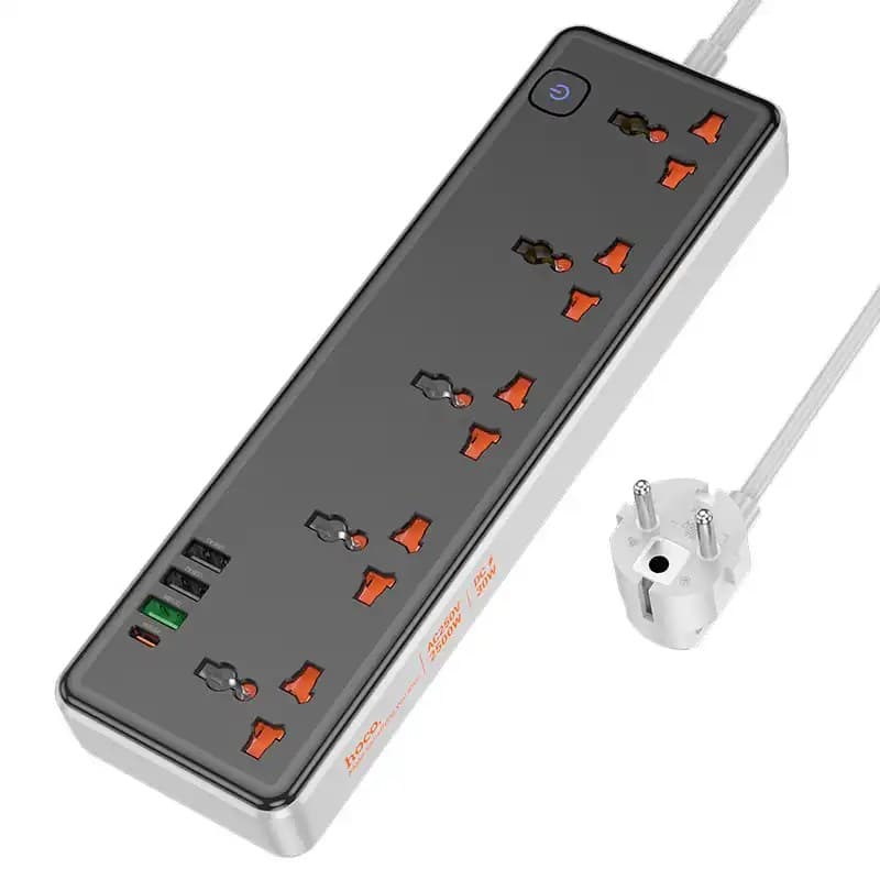 Hoco AC14A PD30W + QC3.0 + 5 Sockets Power Strip Multiplug — image 1