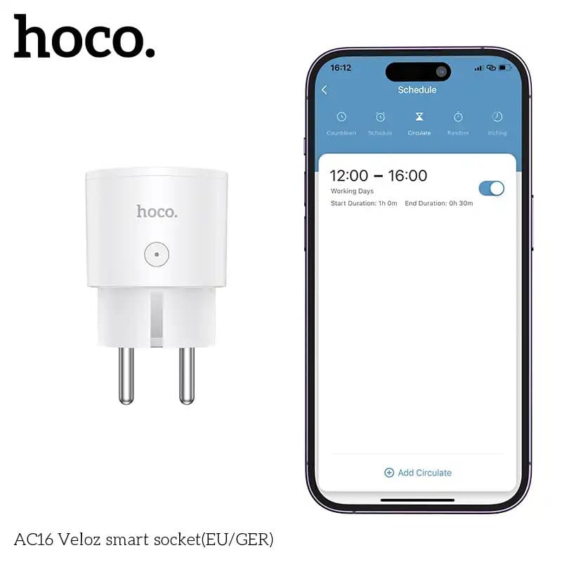Hoco AC16 Smart Plug Remote Control Device Power On Off — image 2