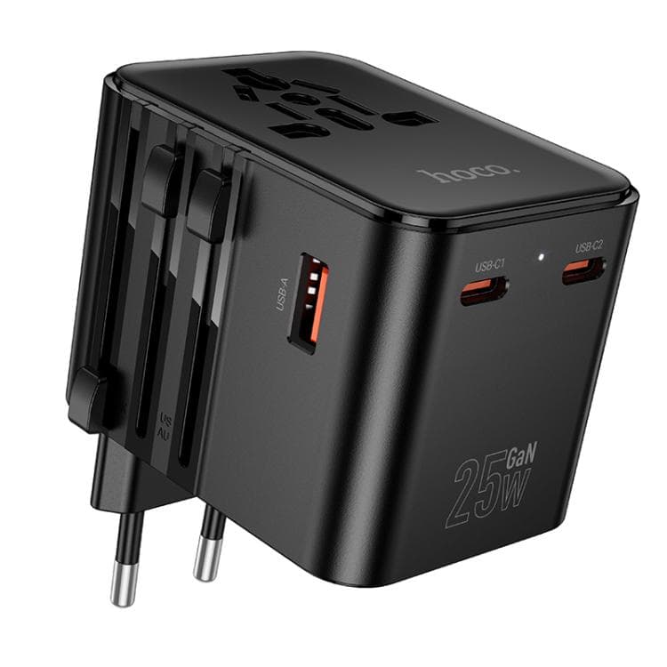 Hoco AC31 PD 25W 2 x Type-C And USB-A 3-Ports Global Universal Travel Adapter Charger — image 1