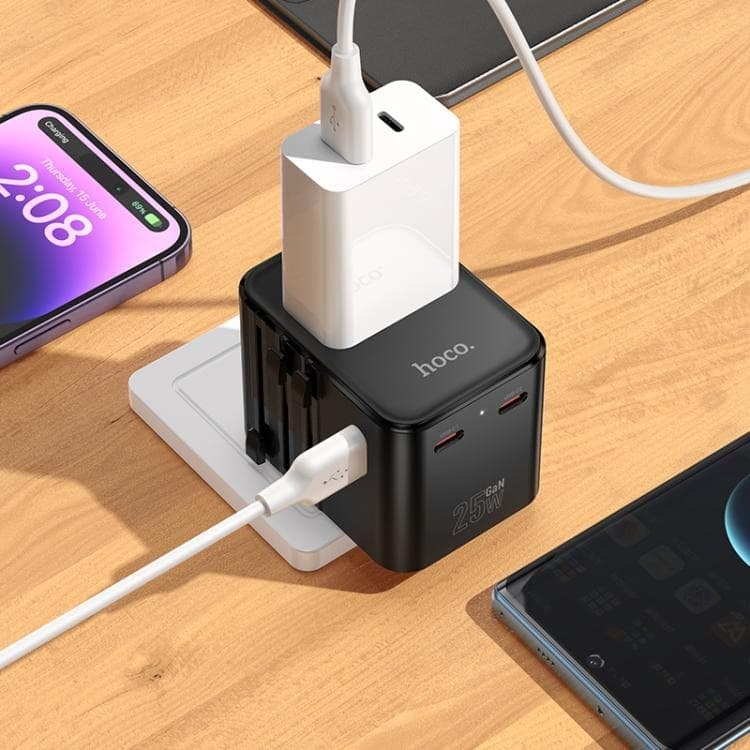 Hoco AC31 PD 25W 2 x Type-C And USB-A 3-Ports Global Universal Travel Adapter Charger — image 4