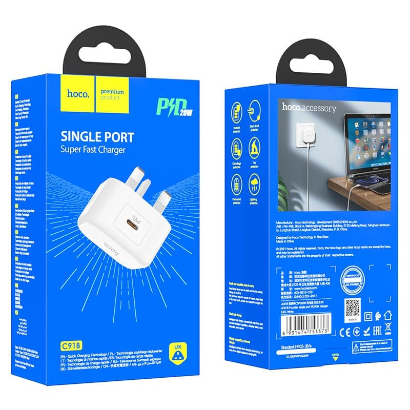 HOCO C91B Founder Type C 20W PD Output Wall Mobile Charger — image 3