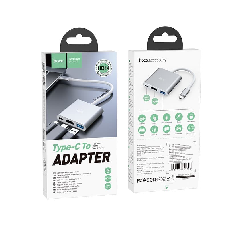 Hoco HB14 Type C Hub USB3.0 + HDMI + PD — image 4