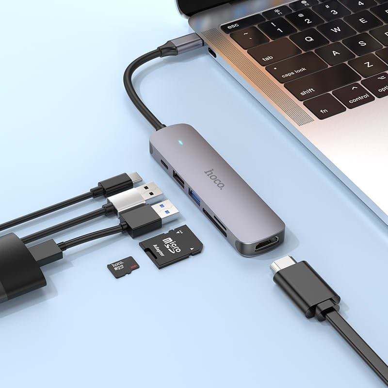 Hoco HB28 Type C Hub HDTV + PD + USB3.0 + USB2.0 + SD + TF — image 1