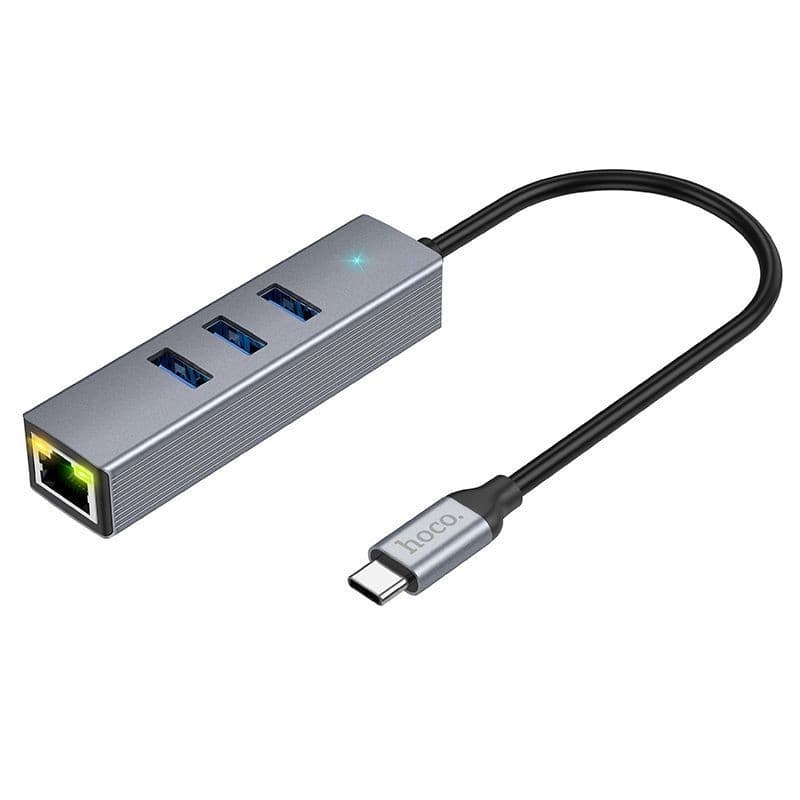 Hoco HB34 Type C to 4 (USB 3.0*3+RJ45) Gigabyte Adapter — image 1