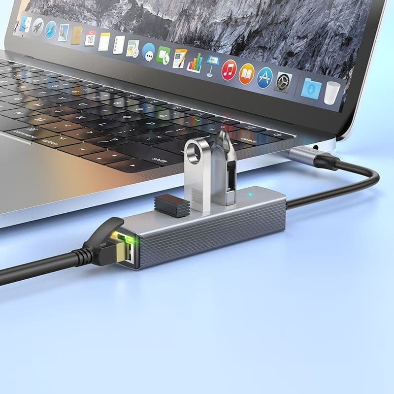 Hoco HB34 Type C to 4 (USB 3.0*3+RJ45) Gigabyte Adapter — image 2