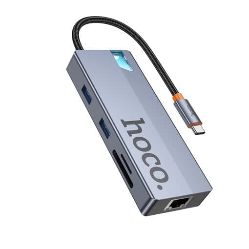 Hoco HB52 Type C Hub 8 In 1HDTV + RJ45 + SD/TF+ PD + Type-C 3.0 + 2x USB 3.0 — image 1