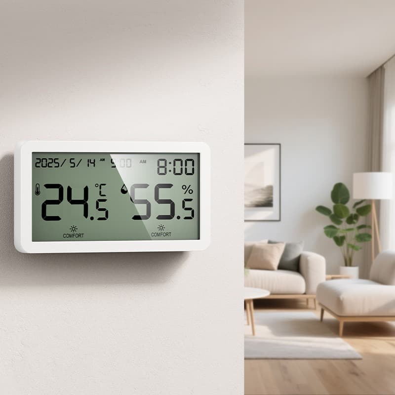 HOCO HX42 Indoor Thermometer & Hygrometer Clock — LCD Display Temperature & Humidity Monitor With Alarm Function — image 4