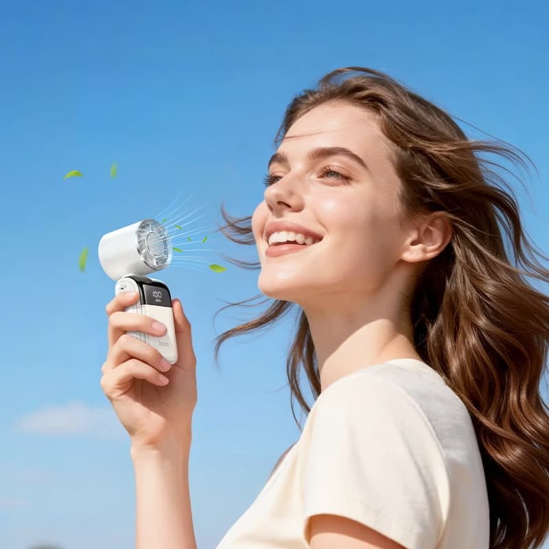 Hoco HX606 3 In 1 Handheld And Desktop Portable Fan With Speed Adjustment & LED Digital Display — image 5