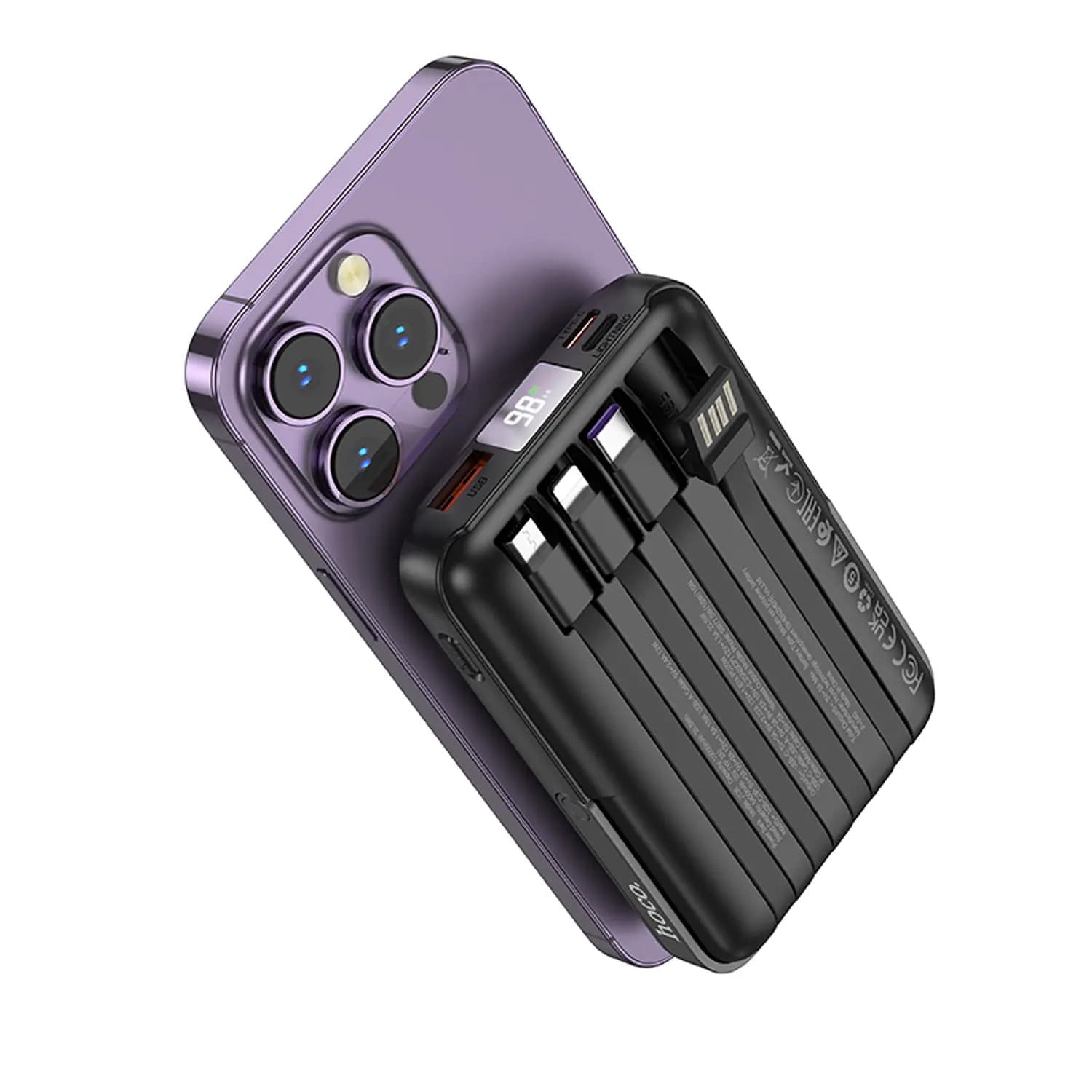 Hoco J135 22.5W+PD20W 4 Cables 10000mAh Wireless Powerbank — image 4