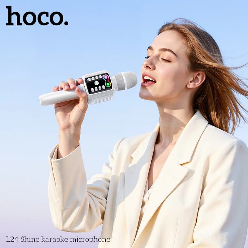 HOCO L24 2-in-1 Karaoke Microphone with Built-in Speaker (5W) And RGB Lighting — image 3