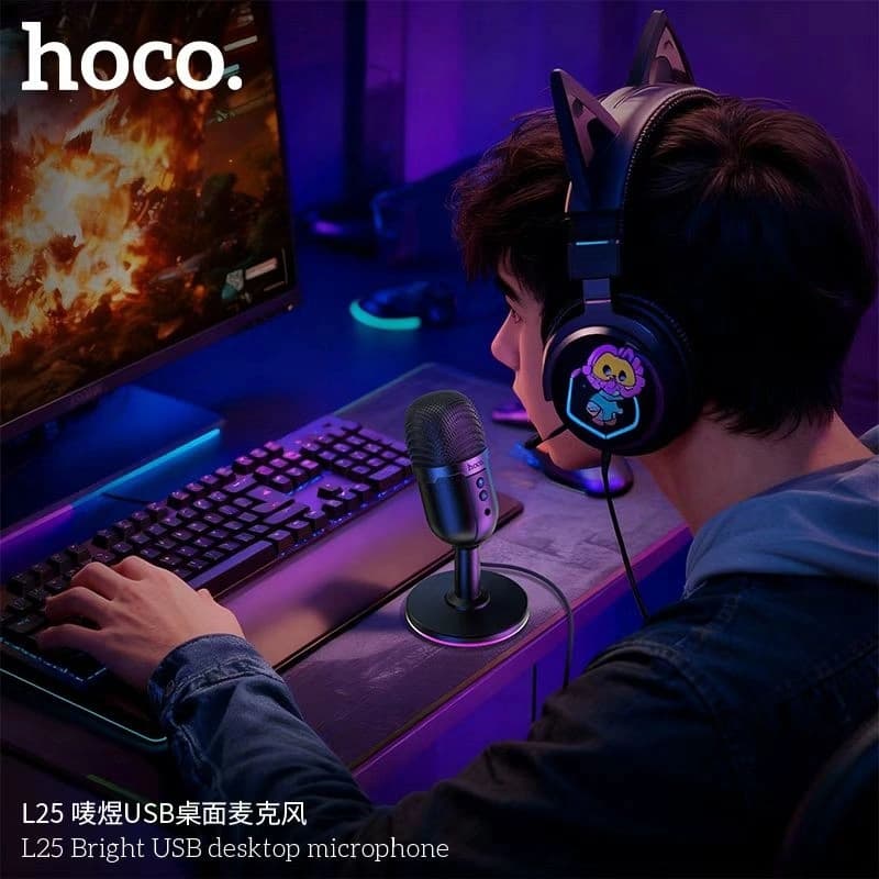 Hoco L25 Bright USB Desktop Microphone With RGB Ambient Lighting — image 5