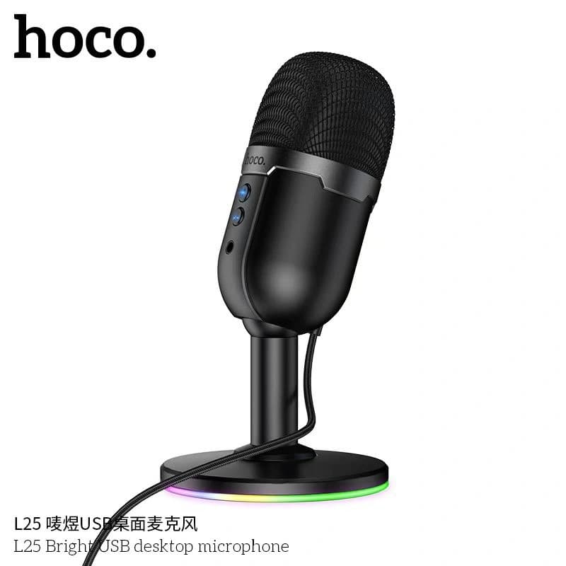 Hoco L25 Bright USB Desktop Microphone With RGB Ambient Lighting — image 1