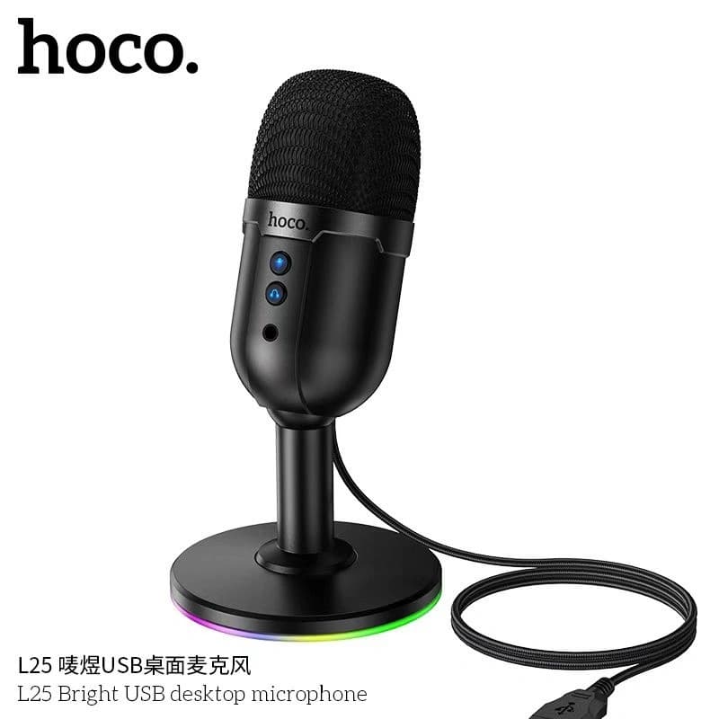 Hoco L25 Bright USB Desktop Microphone With RGB Ambient Lighting — image 2