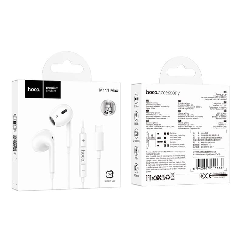 Hoco M111 Max Primero Digital Earphone For iP Devices Lightning Earphone — image 5