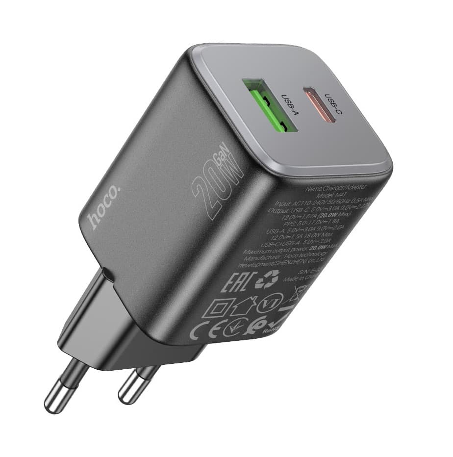 HOCO N41 Almighty GaN PD20W + QC3.0 Wall Charger — image 1