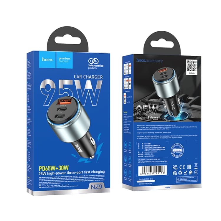 Hoco NZ9 Galloper 95W Dual USB-C / Type-C + USB 3-Port Car Charger — image 3