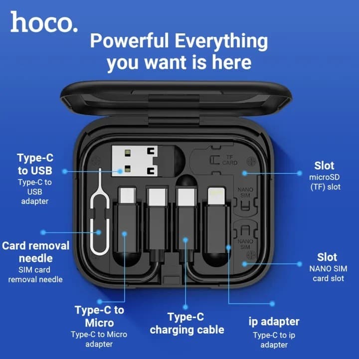 Hoco U114 60W All In One Cable Set Type C Micro Lightning Adapter — image 2