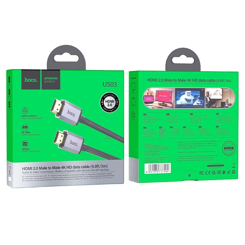 Hoco US03 Cable HDMI To HDMI 2.0 4K HD — image 4
