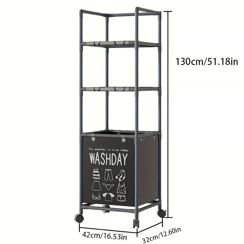 Household Washday Organizer Trolley 3-Tier Multi-purpose Storage Cart With Wheels — image 3