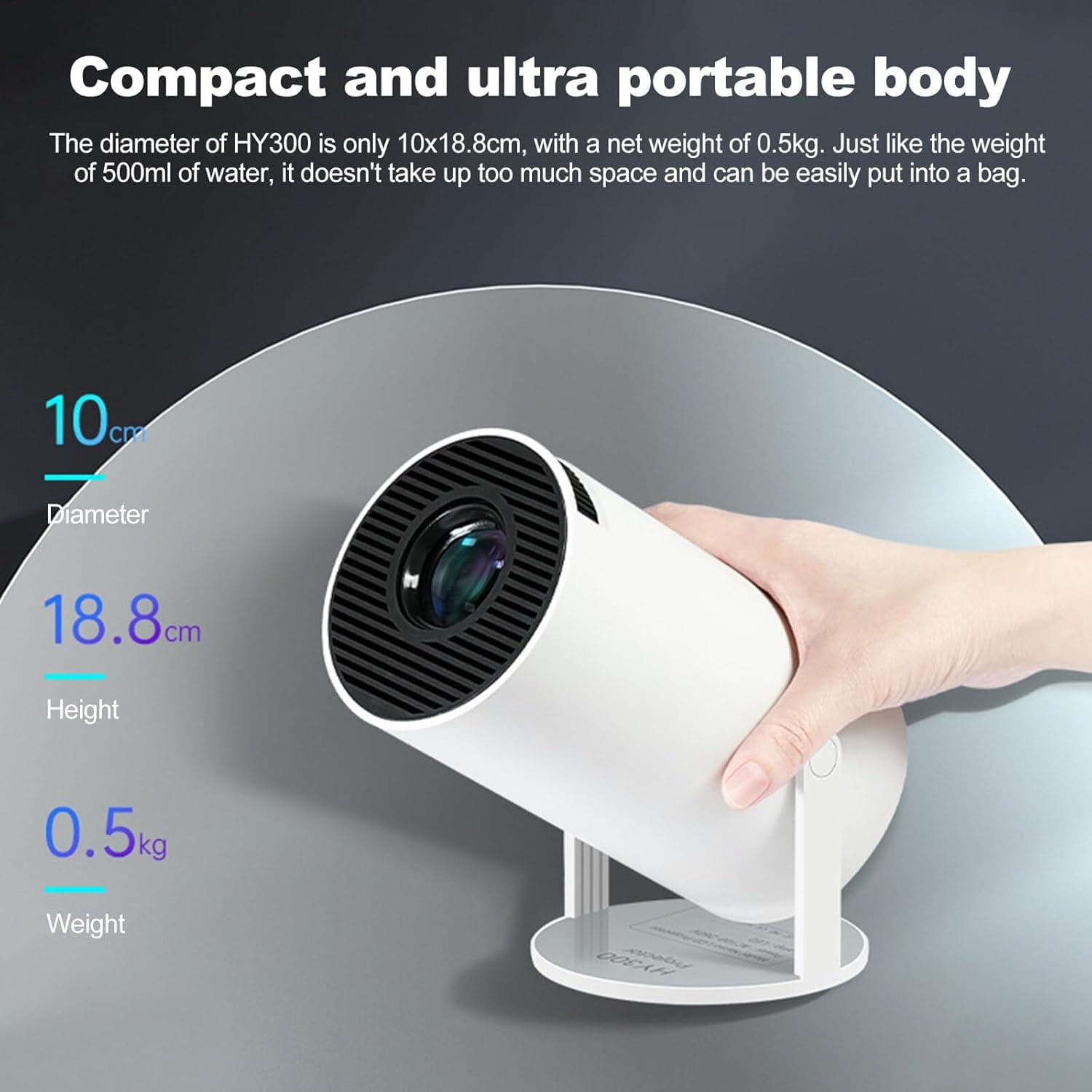 HY300 Mini Projector Android 11 WiFi6 Auto Correction Rotatable For Phone Laptop — image 2