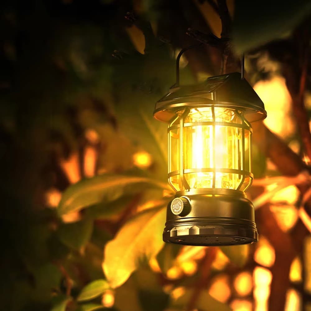 JH7800 Vintage LED Handheld Lantern Solar Powered Outdoor Camping Lamp With Knob — image 3