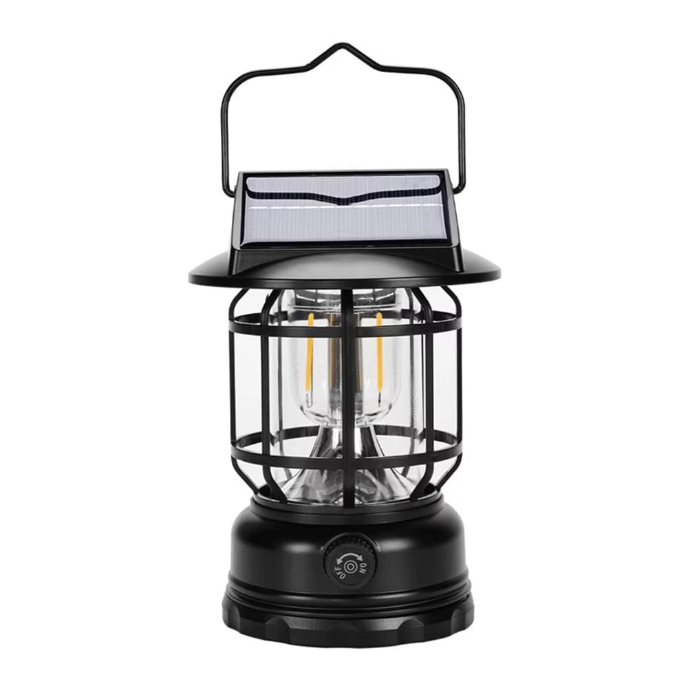 JH7800 Vintage LED Handheld Lantern Solar Powered Outdoor Camping Lamp With Knob — image 4