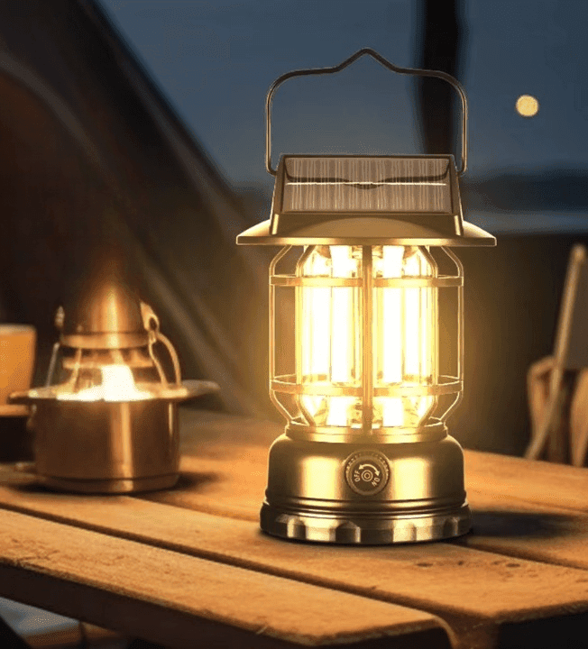 JH7800 Vintage LED Handheld Lantern Solar Powered Outdoor Camping Lamp With Knob — image 1