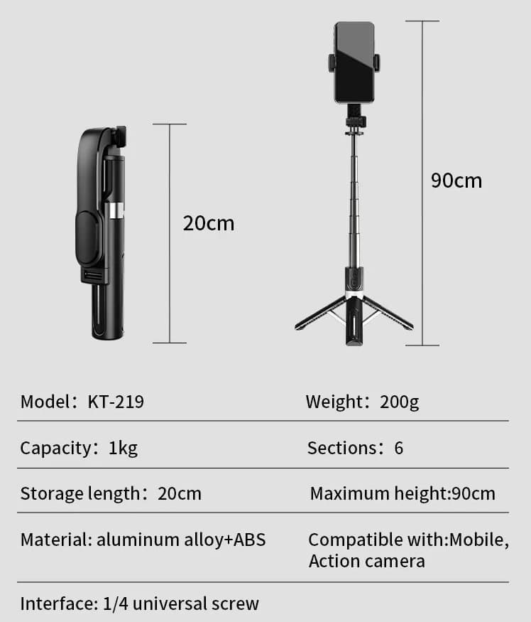 Jmary KT219 90cm Selfie Stick Tripod Stand — image 4