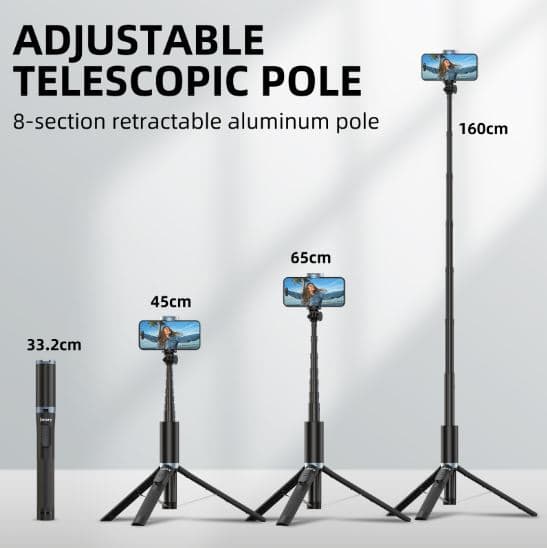 Jmary KT259 1.6 Meter All In One Selfie Stick Tripod — image 4