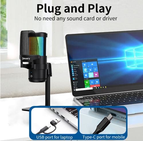 Jmary MC PW13 Wired Podcasting Gaming Streaming Desktop USB Microphone — image 4