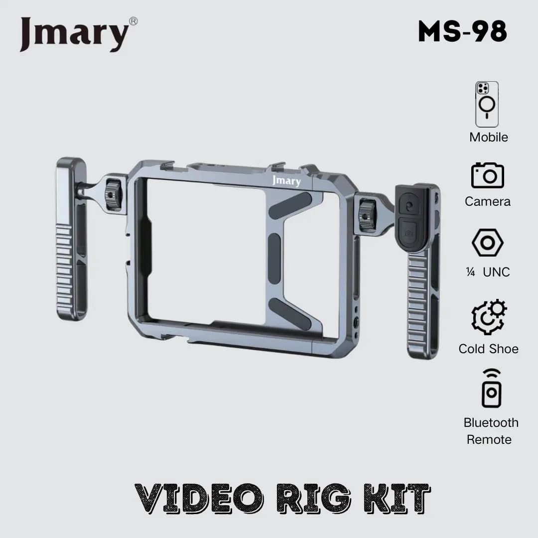 Jmary MS98 Metal Smartphone Video Rig Kit With Dual Handles Remote Control & Cold Shoe Mount — image 2